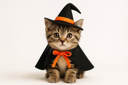 Cat in witch Halloween costume